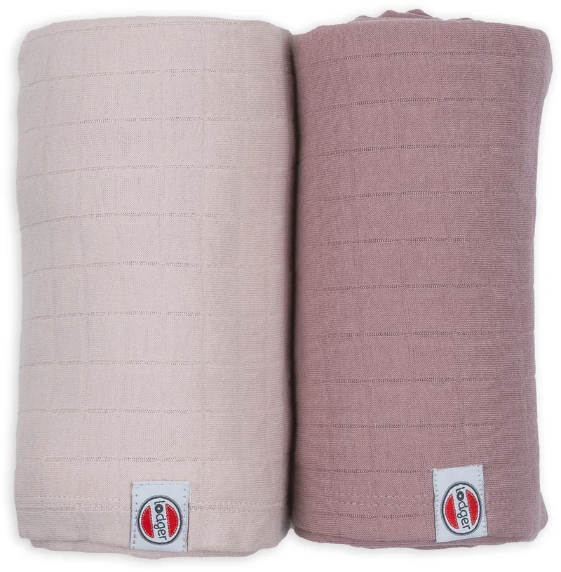 Swaddler - Hydrofiele Doeken - Roze/Paars - 110x110cm - 2 stuks - Biologisch Katoen - Hydrofiele Luier by Lodger in Pink – product photo