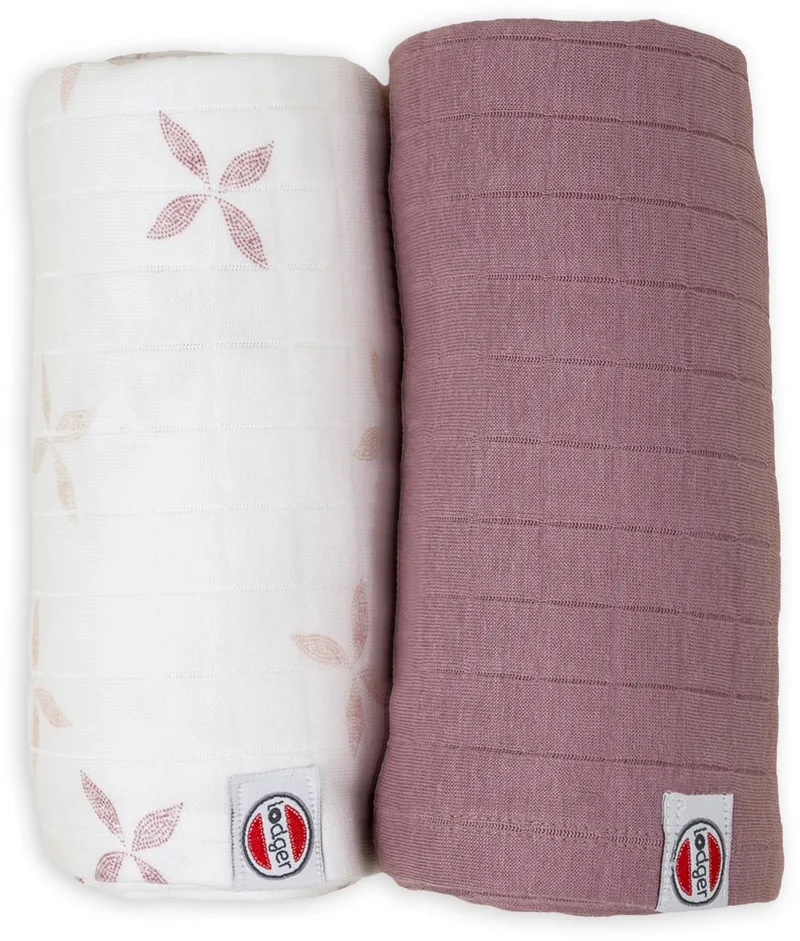 Swaddler - Hydrofiele Doeken - Roze/Paars - 110x110cm - 2 stuks - Biologisch Katoen - Hydrofiele Luier van Lodger in Roze – productfoto