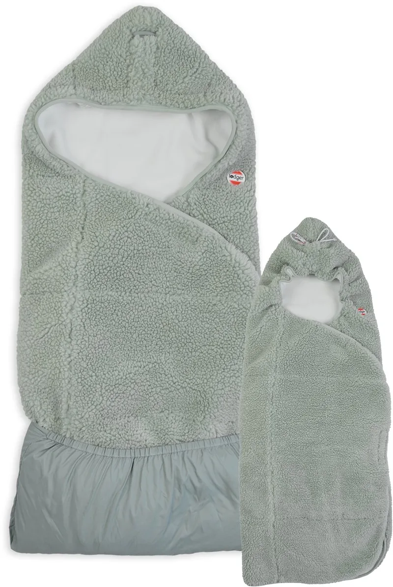 Wrapper - Teddy Wikkeldeken voor Autostoel - 0-9 Maanden - Verstelbaar - Omslagdoek Baby by Lodger in Green – product photo