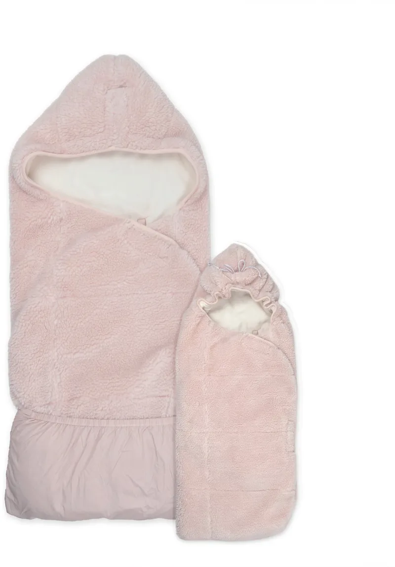 Wrapper - Teddy Wikkeldeken voor Autostoel - 0-9 Maanden - Verstelbaar - Omslagdoek Baby by Lodger in Pink – product photo