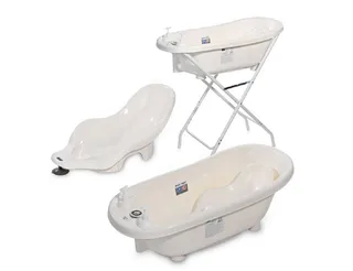 Babybadewanne Set-1013082, mit Badewannenständer, Badesitz, Wasserthermometer, Wasserablauf by Lorelli in White – product photo 1 of 5