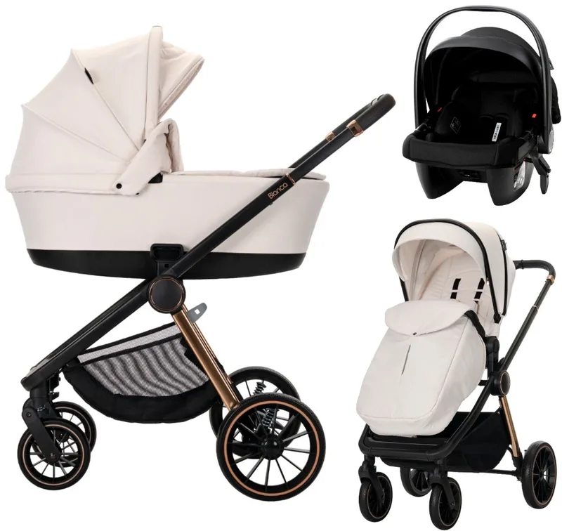 Bianca Latte 3-in-1 Kinderwagen incl. i-Size Autostoel fra Lorelli i Beige – produktbillede