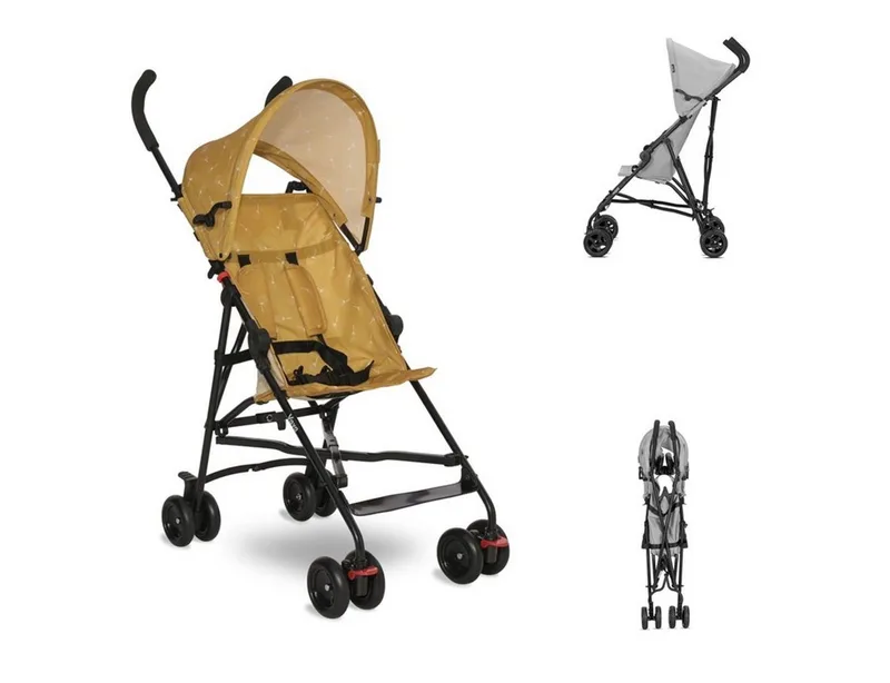 Kinder-Buggy Vaya, 5-Punkt-Gurt, Sonnendach, kompakt faltbar, Fußstütze verstellbar van Lorelli in Gelb – productfoto