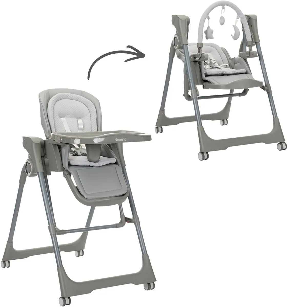 Nomino Grey 2-in-1 Kinderstoel / Elektrische Babyschommel från Lorelli i Grå – produktbild