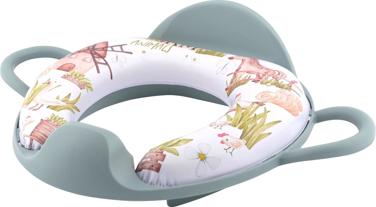 Soft Training Seat Green Farm Toiletverkleiner met Rugleuning van Lorelli in Groen – productfoto