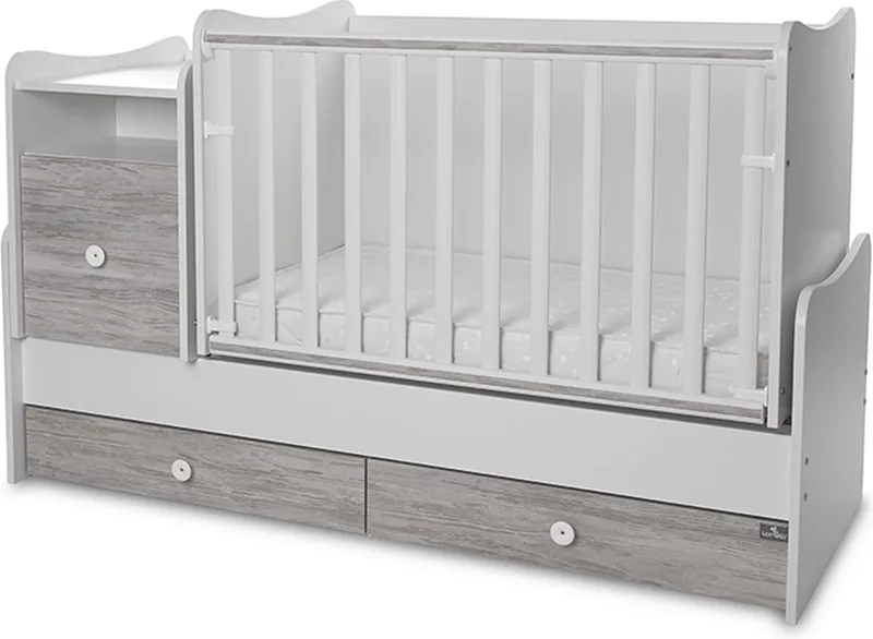 Trend Plus Lorelli combi ledikant 5 in 1 met schommel funtie - babykamer white / artwood fra Lorelli i White/artwood – produktbillede