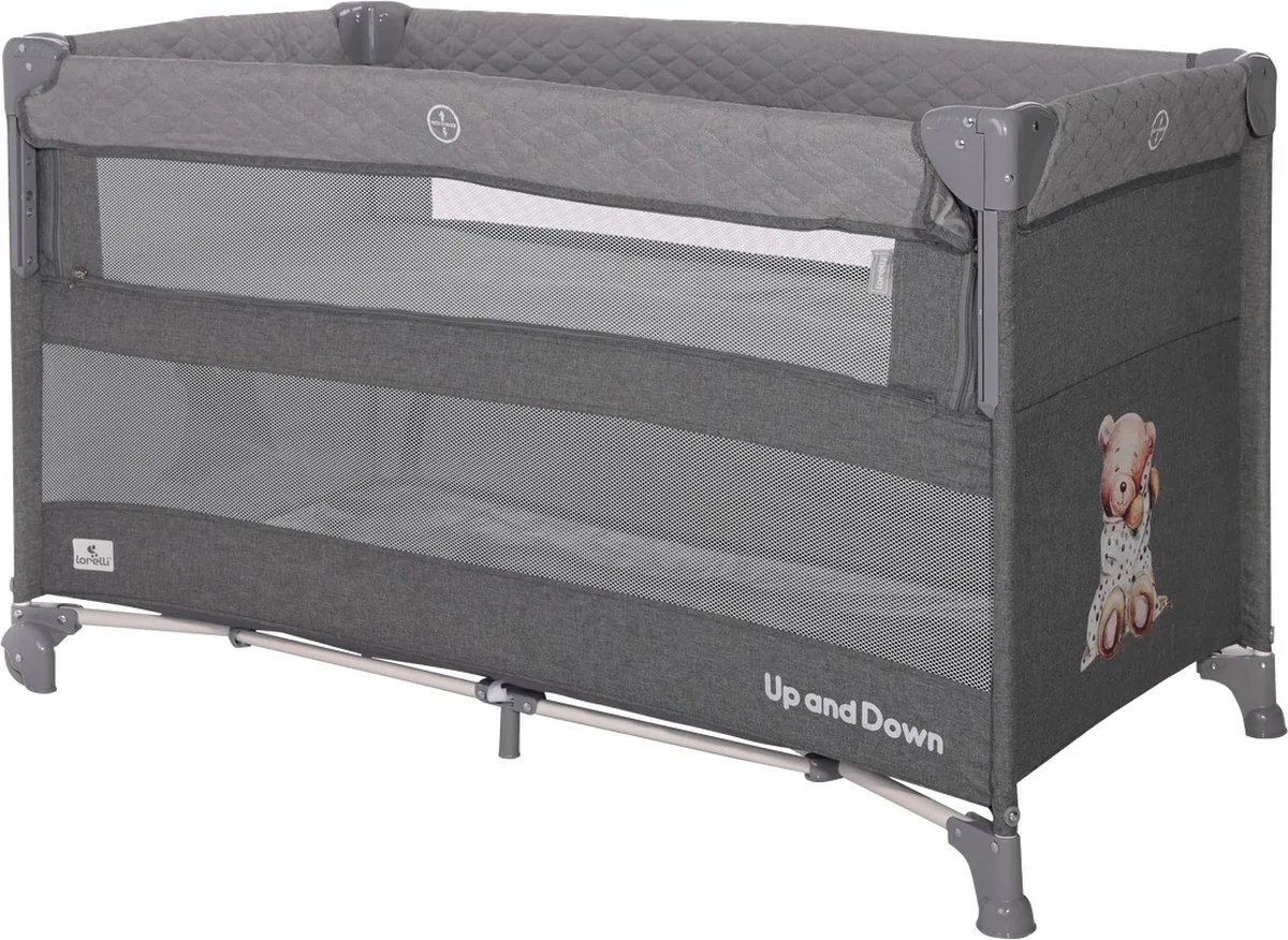 Up and Down Cool Grey Bear Campingbedje met Bodemverhoger de Lorelli en Gris – photo produit
