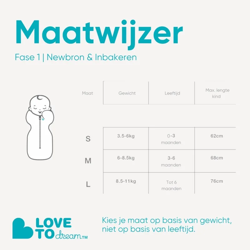Love to Dream™ Babyslaapzak Swaddle Up™ - Inbakeren - Baby 3-6 maanden - 6-8.5 kg - All season - 1.0 TOG - Wit de Love to Dream en Dreamer White – photo produit