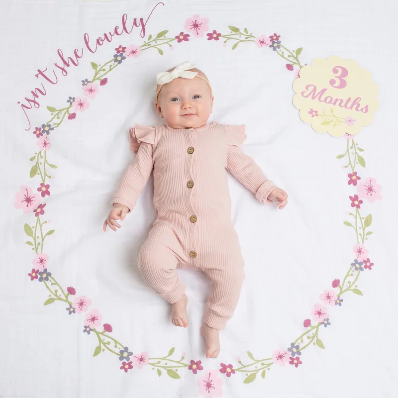 Baby's First Year - swaddle & cards - Isn't she lovely by Lulujo in White – product photo