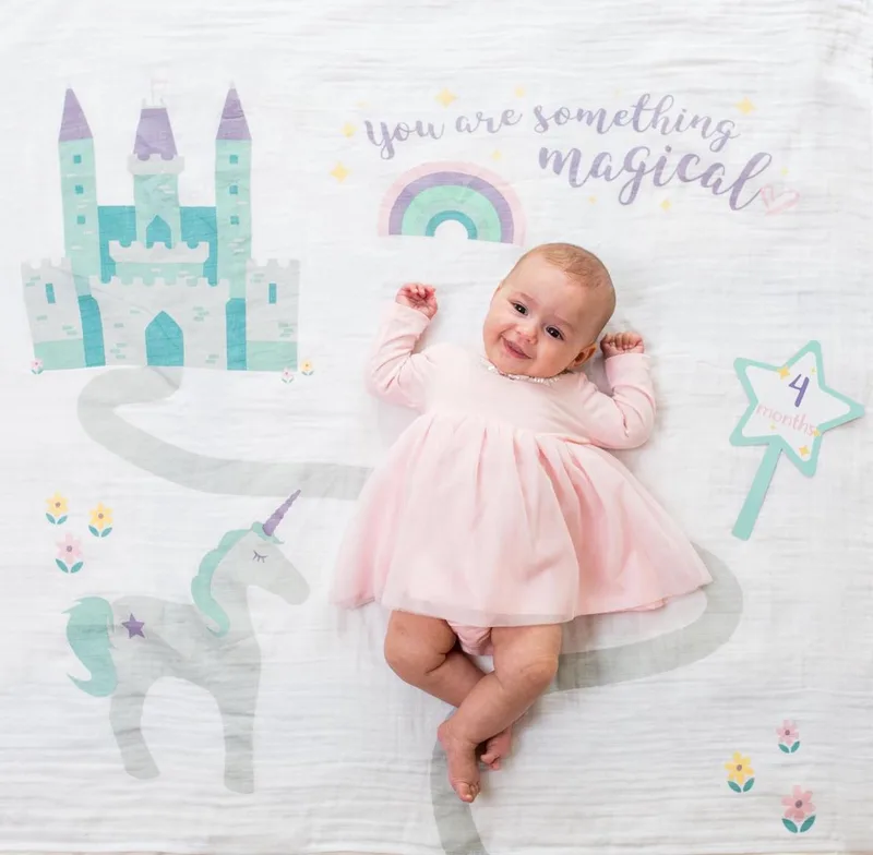 Baby's First Year - swaddle & cards - Something Magical by Lulujo in White – product photo