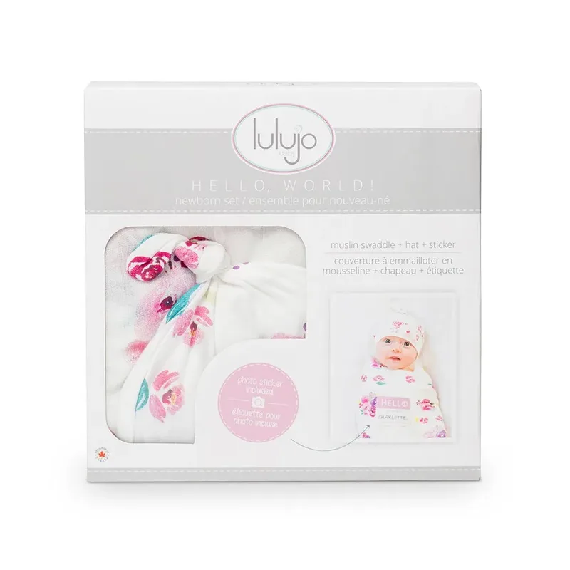 Hello World - Swaddle & Mustje - Posies de Lulujo en Rose – photo produit 6 sur 6