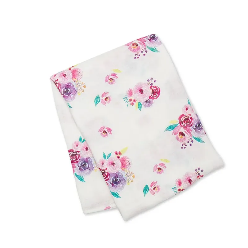 Hello World - Swaddle & Mustje - Posies de Lulujo en Rose – photo produit 2 sur 6