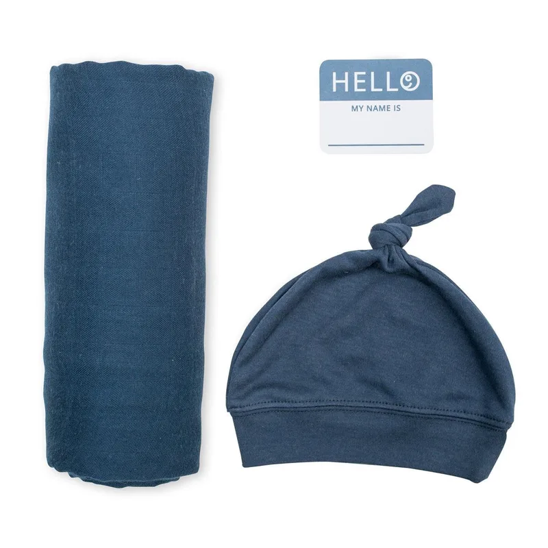 Hello World - Swaddle & Mutsje by Lulujo in Dark blue – product photo