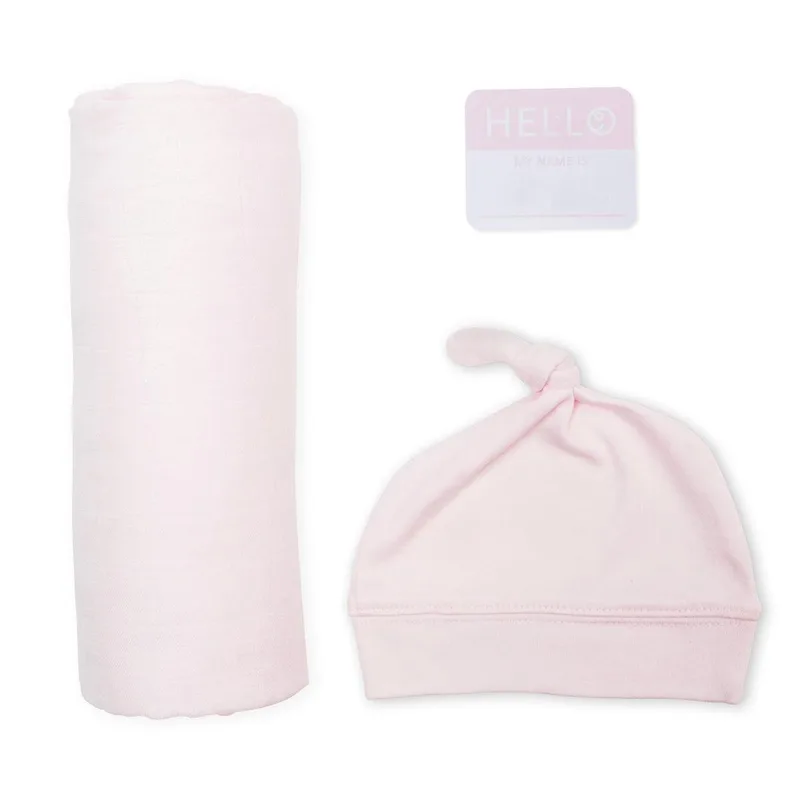 Hello World - Swaddle & Mutsje fra Lulujo i Lyserød – produktbillede