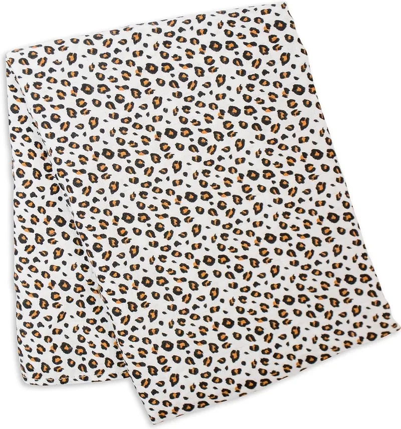 hydrofiele doek - swaddle - bamboo - 120x120 cm - Leopard by Lulujo in White – product photo