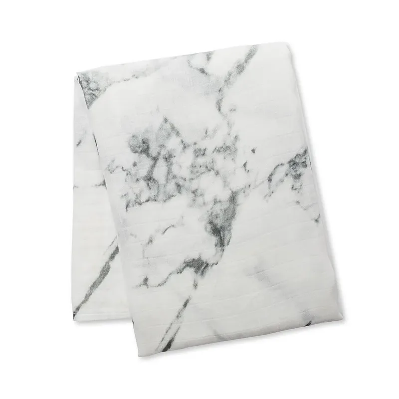 hydrofiele doek - swaddle - bamboo - 120x120 cm - Marble de Lulujo en Blanc – photo produit 2 sur 6