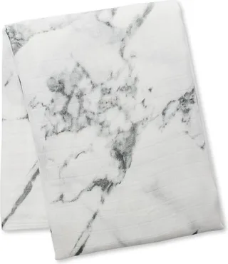hydrofiele doek - swaddle - bamboo - 120x120 cm - Marble de Lulujo en Blanc – photo produit 1 sur 6