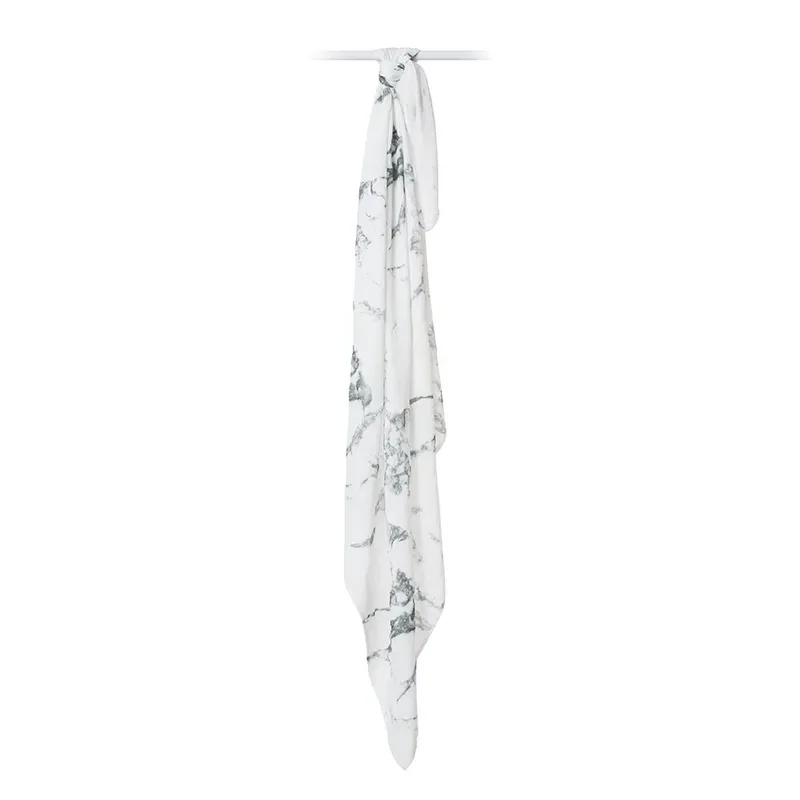 hydrofiele doek - swaddle - bamboo - 120x120 cm - Marble de Lulujo en Blanc – photo produit 3 sur 6