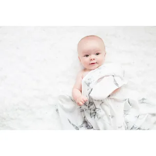 hydrofiele doek - swaddle - bamboo - 120x120 cm - Marble de Lulujo en Blanc – photo produit 4 sur 6