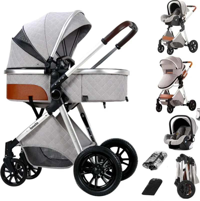 Nova - Kinderwagen 3-in-1 - incl. autostoel - 0-20kg - XXL - Multifunctionele Buggy 3in1 - Lichtgrijs by Lunola in Nova – Lichtgrijs – product photo