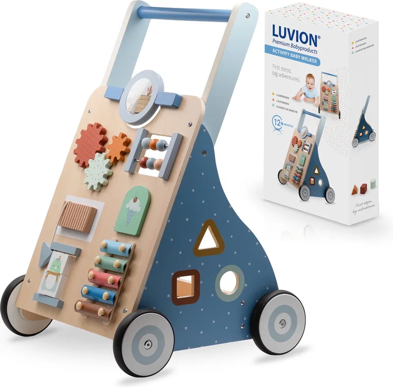 Activity Baby Walker - Spelenderwijs leren lopen - Loopwagen - Blauw från Luvion i Blauw & Houtkleur – produktbild