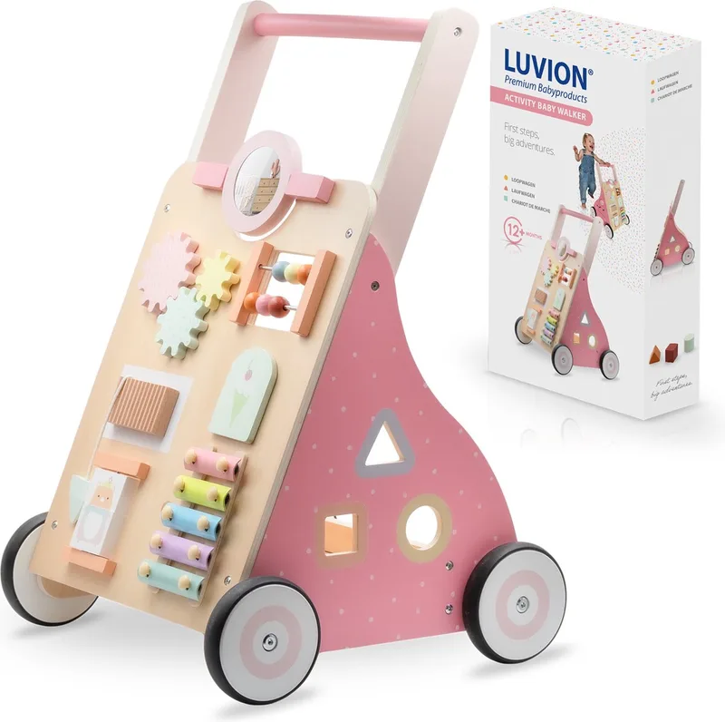 Activity Baby Walker - Spelenderwijs leren lopen - Loopwagen - Roze från Luvion i Roze & Houtkleur – produktbild