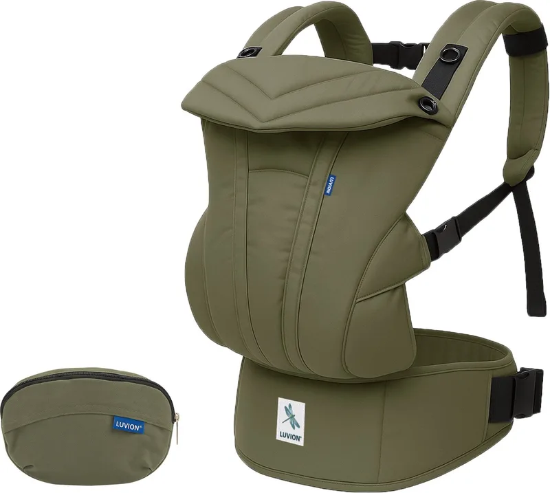 Baby carrier ANDES Pine Green - Draagzak Baby - Ergonomische Buikdrager en Rugdrager - OEKO-TEX® Katoen van Luvion in Groen – productfoto