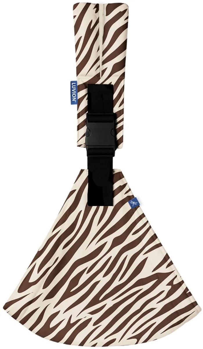 Baby Sling FLORENCE Savannah Zebra - Heupdraagzak Baby - Ergonomische Hip Carrier - Draagzak - Tot 16 kg - Bruin met Zebrapatroon van Luvion in Bruin (Zebra Patroon) – productfoto