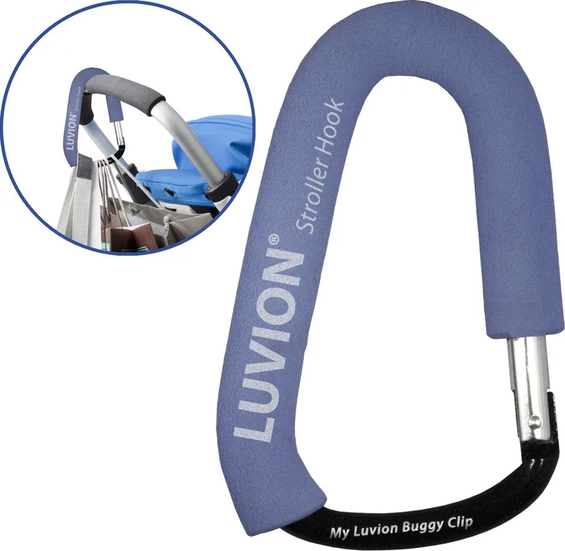 Buggy haak / Kinderwagen tassenhaak van Luvion in Blauw – productfoto