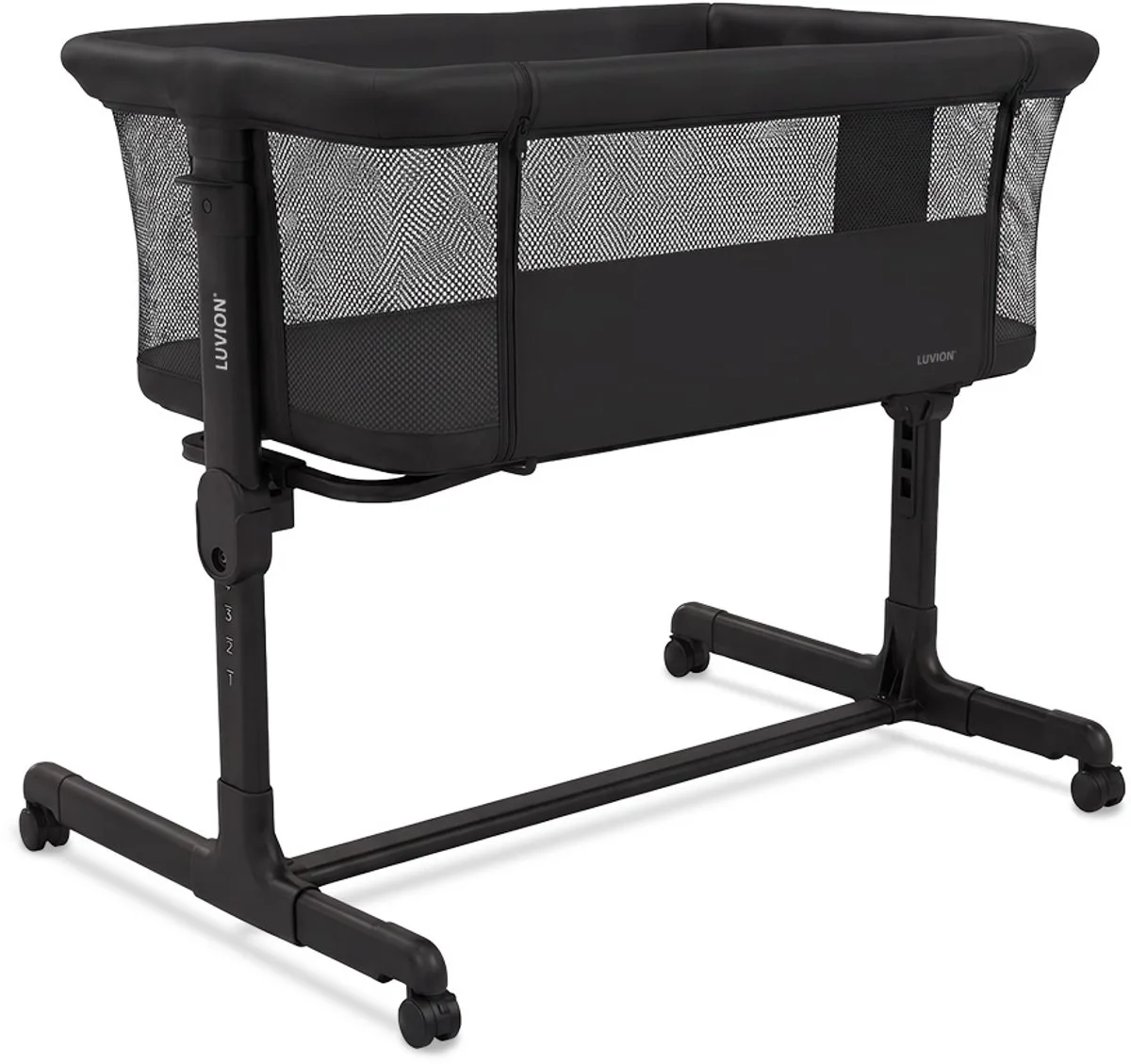 Co Sleeper Eclipse Black – Aanschuifbedje – Baby Wieg – Co-Sleeper – Verstelbaar – Inclusief Matras van Luvion in Zwart – productfoto