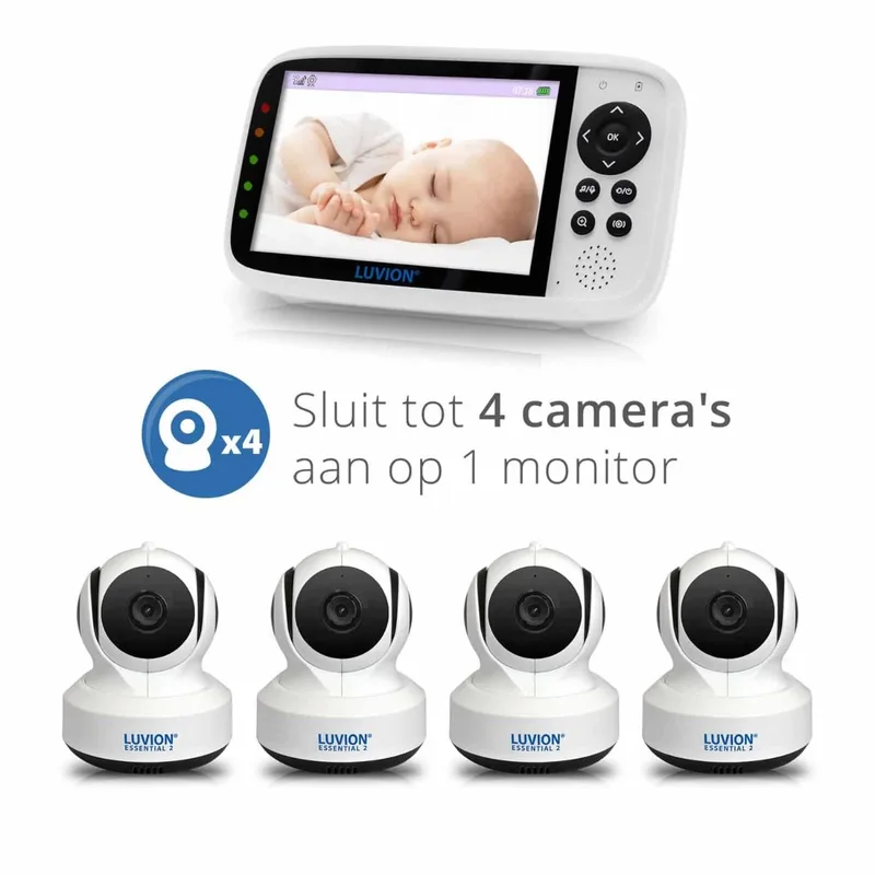 Essential 2 Babyphone - Babyfoon met Camera - Uitbreidbaar tot 4 Baby Camera's - Premium Baby Monitor von Luvion in Weiß – Produktfoto 3 von 4