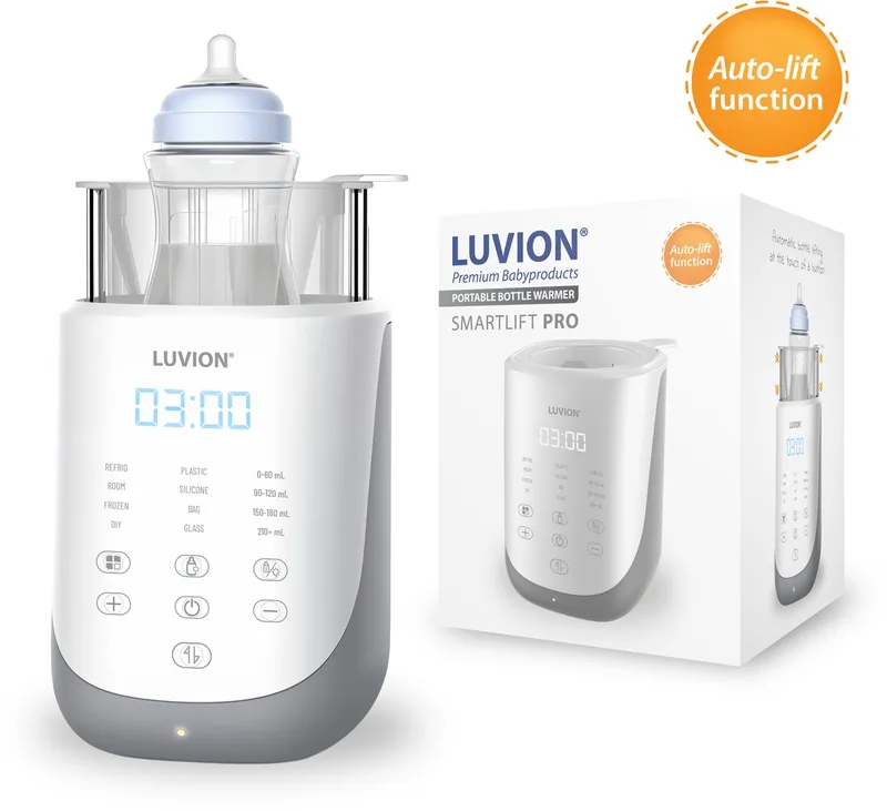 Flessenwarmer - 60 in 1 Slimme Flessenwarmer – Makkelijk en precies in te stellen voor elk flesje - Het flesje komt automatisch omhoog uit de flessenwarmer zodra deze op temperatuur is van Luvion in Smartlift Pro – productfoto