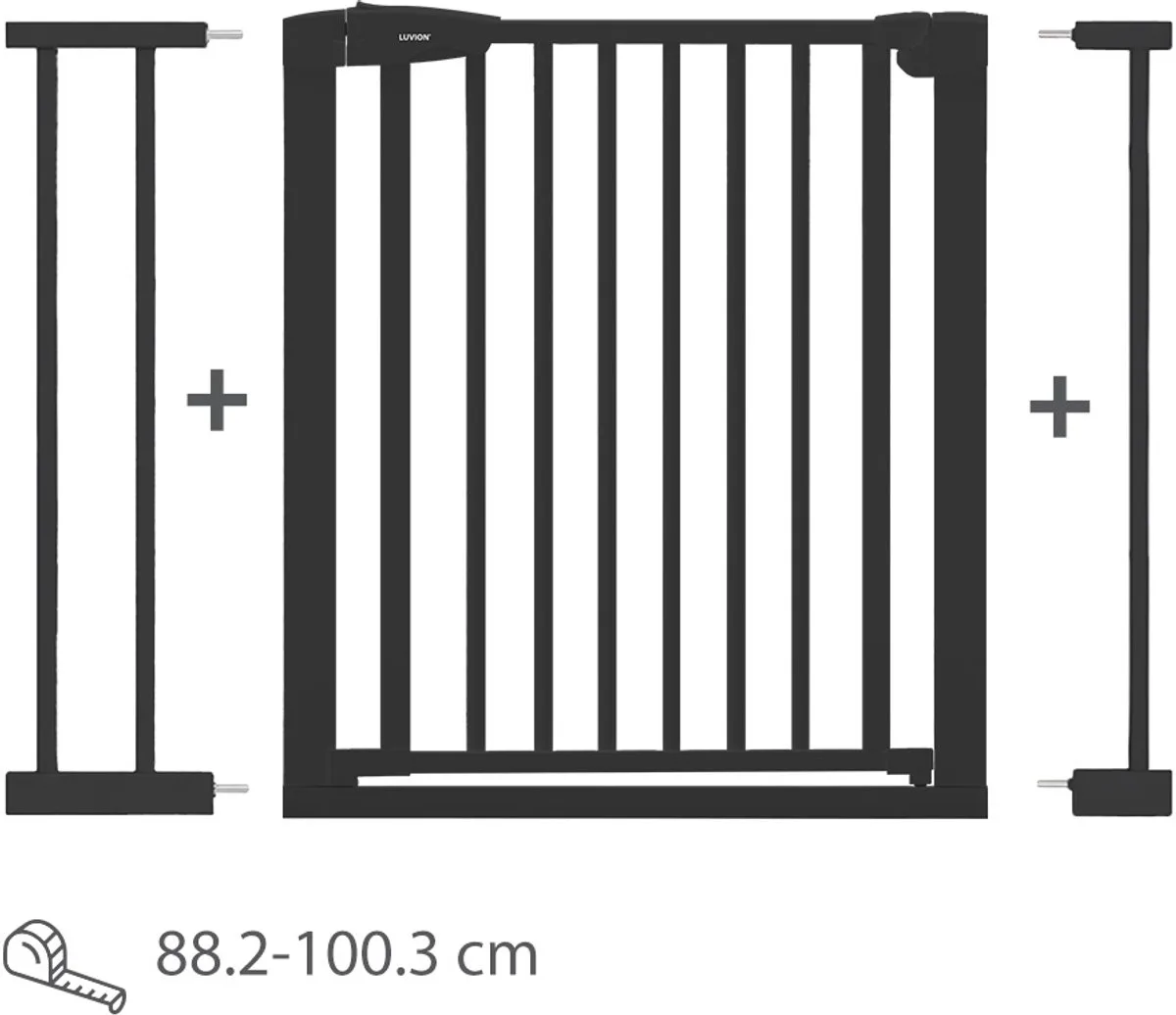 Safety Gate Plus Traphekje – Klembevestiging (Zonder Boren Mogelijk) – 88–100 cm de Luvion en Noir – photo produit
