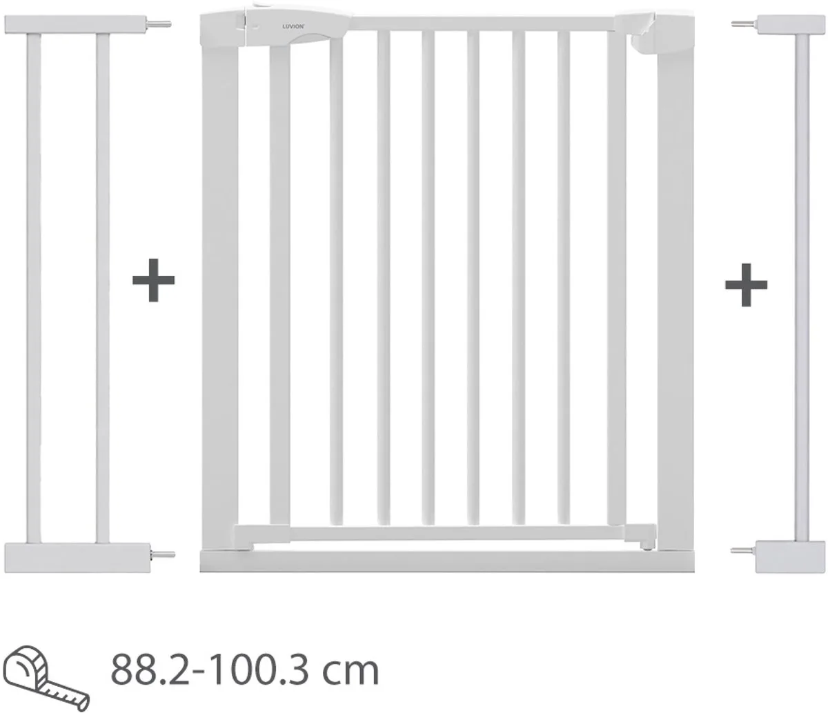 Safety Gate Plus Traphekje – Klembevestiging (Zonder Boren Mogelijk) – 88–100 cm de Luvion en Blanc – photo produit