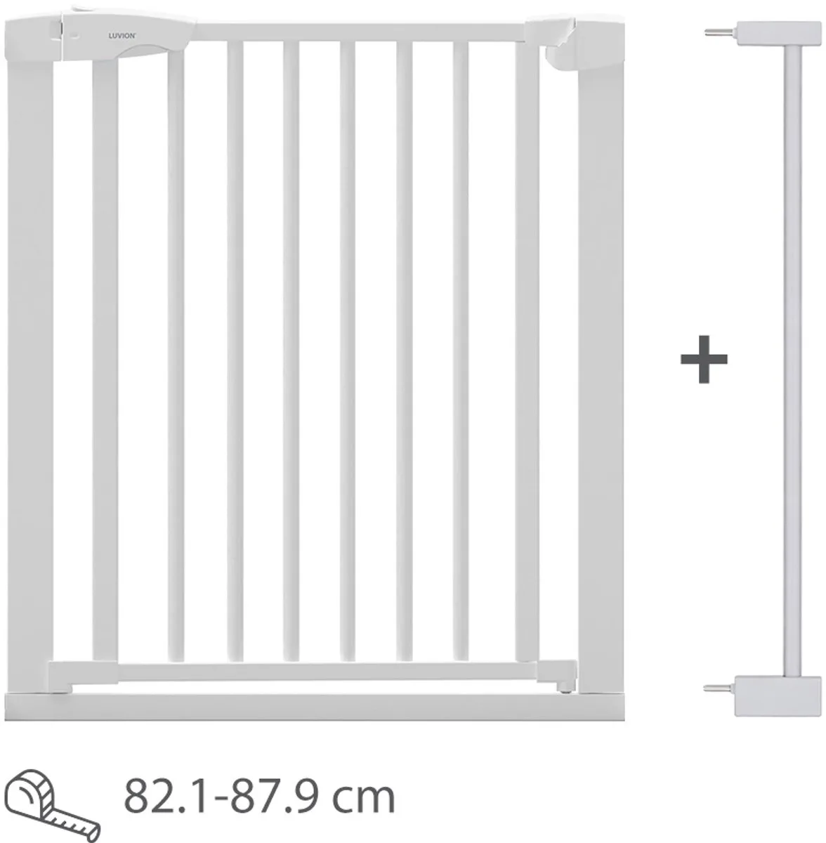 Safety Gate Plus Traphekje – Klembevestiging (Zonder Boren Mogelijk) – 83–87,9 cm by Luvion in White – product photo