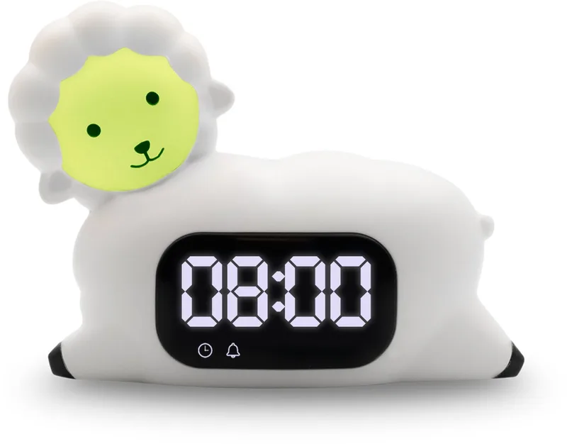 Schaap Slaaptrainer - Slaaphulp voor kinderen vanaf de peuter leeftijd - Kinderwekker - Slaapwekker - Nachtlamp - Wekker Timer de Luvion en Blanc – photo produit