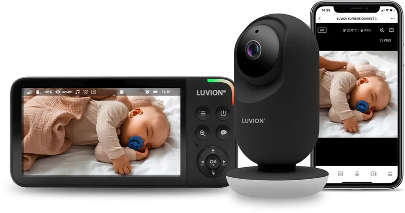 Supreme Connect 3 Black – Babyfoon met Camera en App – Met en Zonder Wifi – Premium Baby Monitor by Luvion in Zwart – product photo