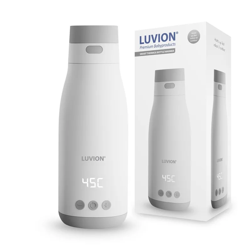 Thermosfles Flessenwarmer - Draagbare Flesverwarmer voor onderweg én thuis - Draadloos te gebruiken om je melk op temperatuur te houden of krijgen van Luvion in Wit (Thermos) – productfoto