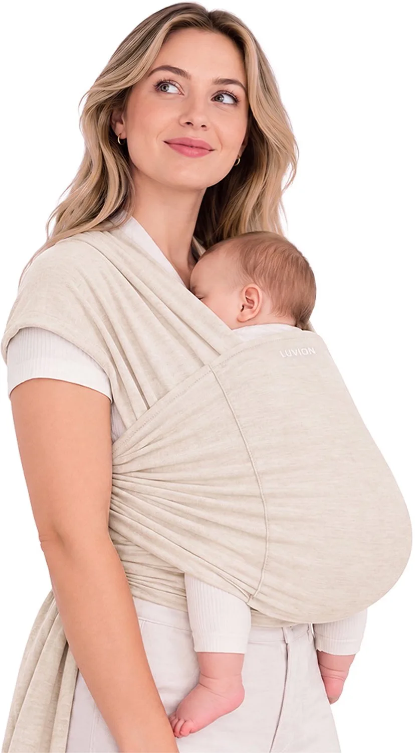 VERONA Daylight Sand – Draagdoek Baby – Ergonomische Baby Wrap – Vanaf Geboorte – 2 tot 9 kg – OEKO-TEX® Katoen van Luvion in Beige – productfoto