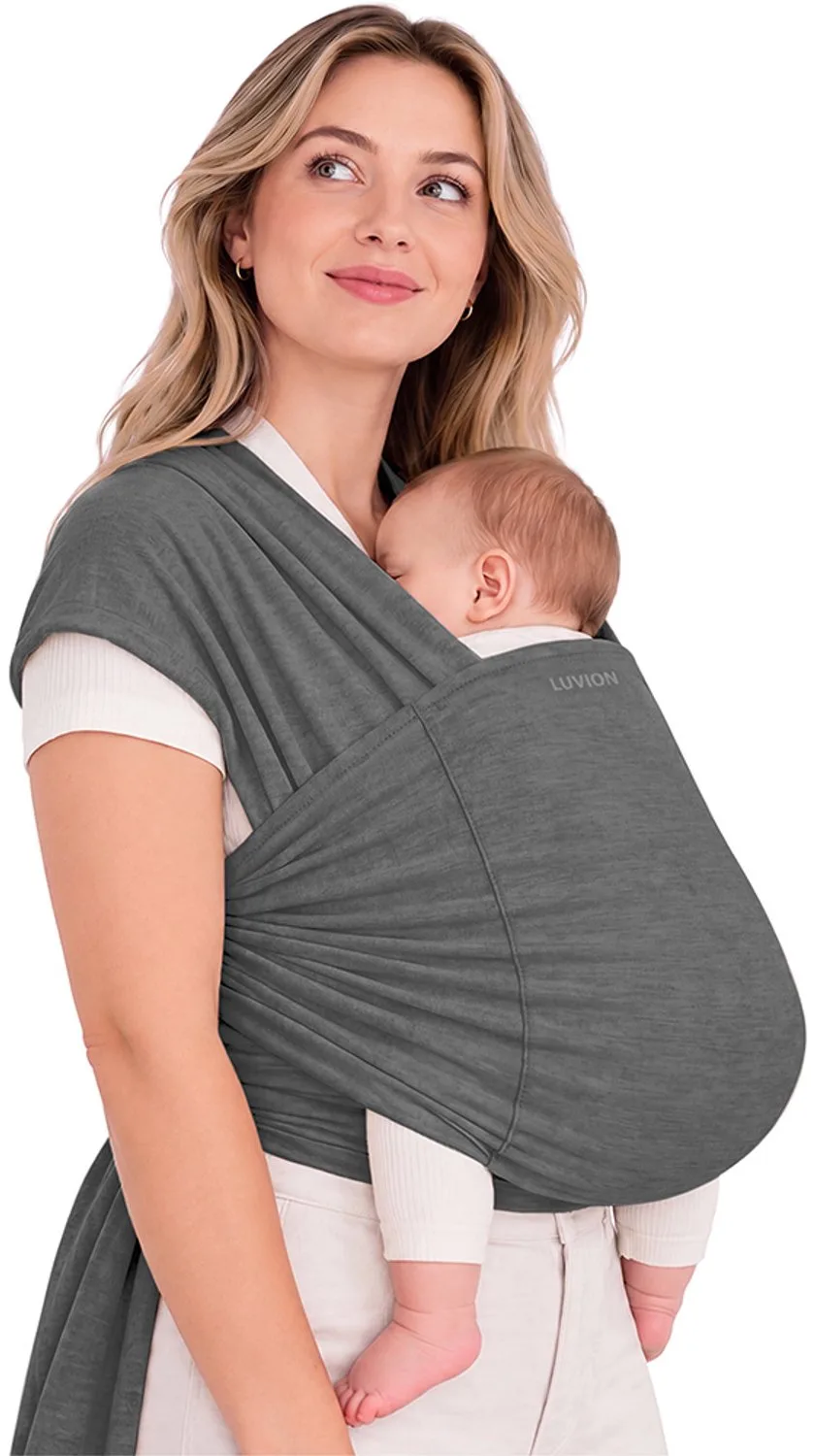VERONA Midnight Graphite – Draagdoek Baby – Ergonomische Baby Wrap – Vanaf Geboorte – 2 tot 9 kg – OEKO-TEX® Katoen de Luvion en Anthracite – photo produit