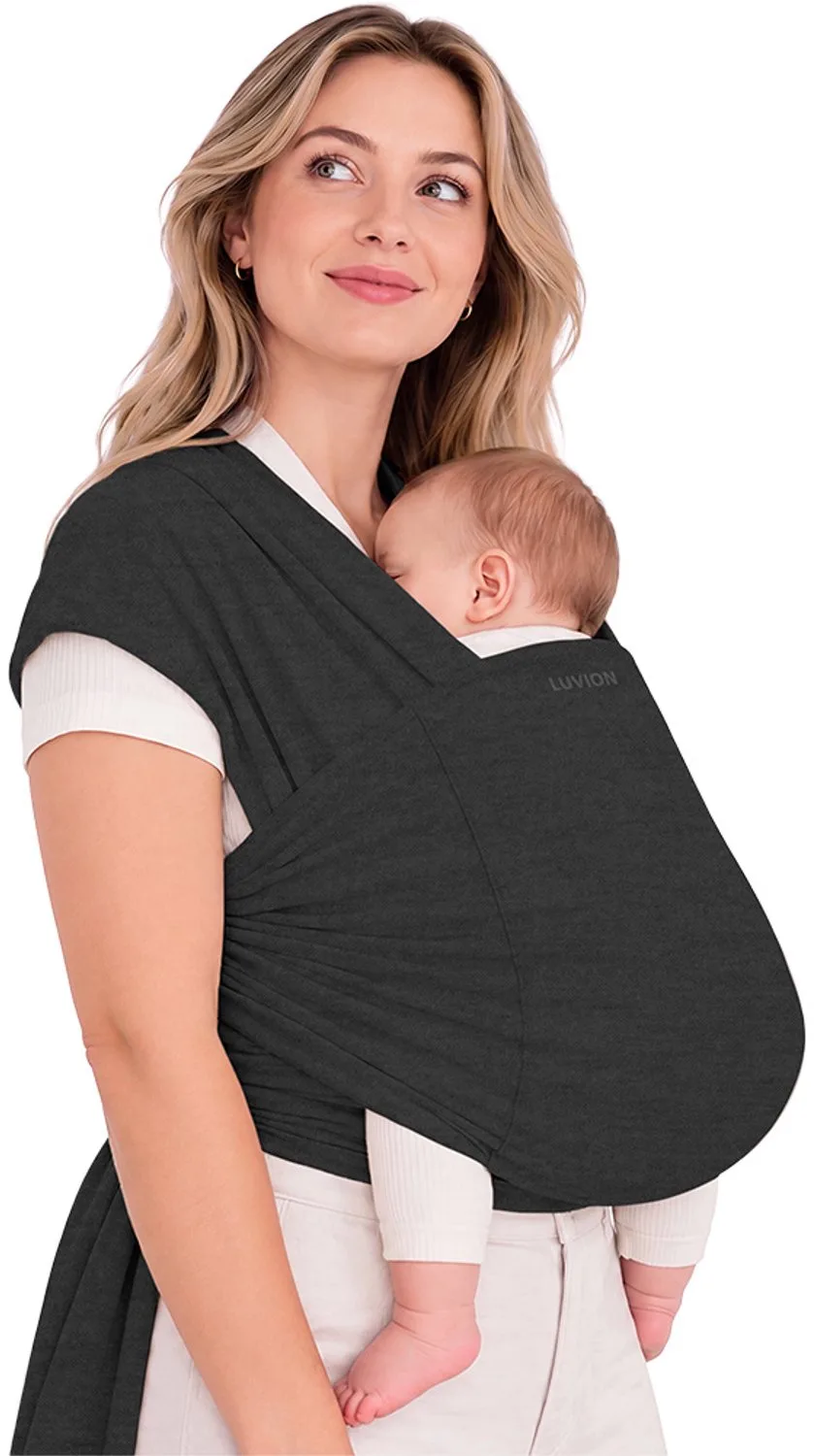 VERONA Nighttime Black – Draagdoek Baby – Ergonomische Baby Wrap – Vanaf Geboorte – 2 tot 9 kg – OEKO-TEX® Katoen van Luvion in Zwart – productfoto