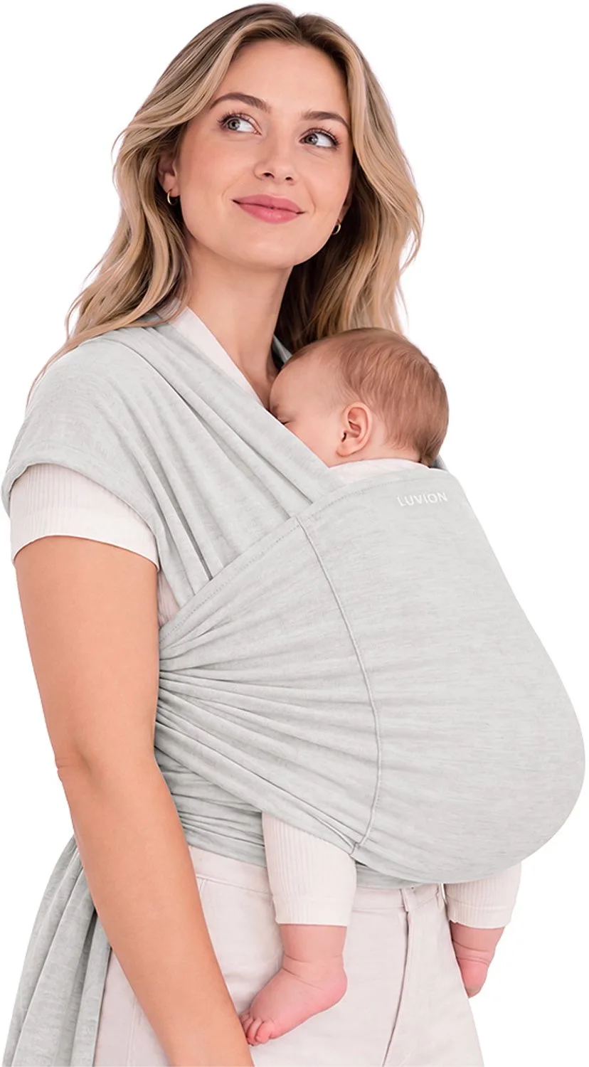 VERONA Silver Mist – Draagdoek Baby – Ergonomische Baby Wrap – Vanaf Geboorte – 2 tot 9 kg – OEKO-TEX® Katoen - Lichtgrijs van Luvion in Grijs – productfoto
