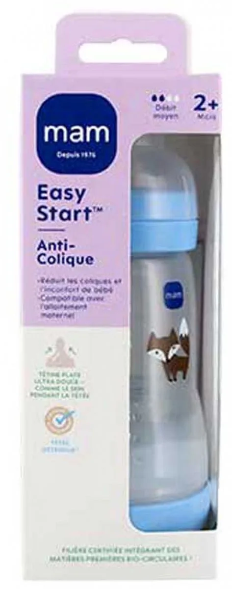 Anti-Colic Easy Start-fles - 260 ml - 0 tot 6 maanden - Speenstroom 2 van MAM in Blauw – productfoto