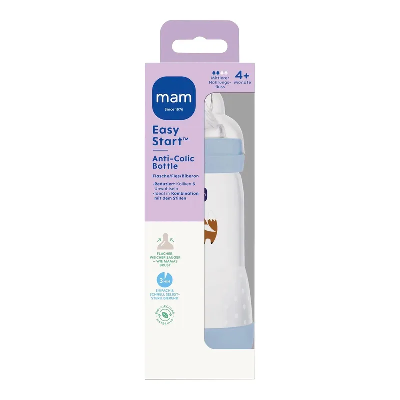 Babyflasche Easy Start matt, Anti-Kolik, 320 ml, ab 4M van MAM in Blauw, 7,1 × 23,2 × 7,1 mm – productfoto