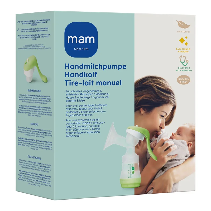 Handmilchpumpe Kompakt de MAM en Vert, 9,4 × 16 × 19 mm – photo produit 2 sur 3