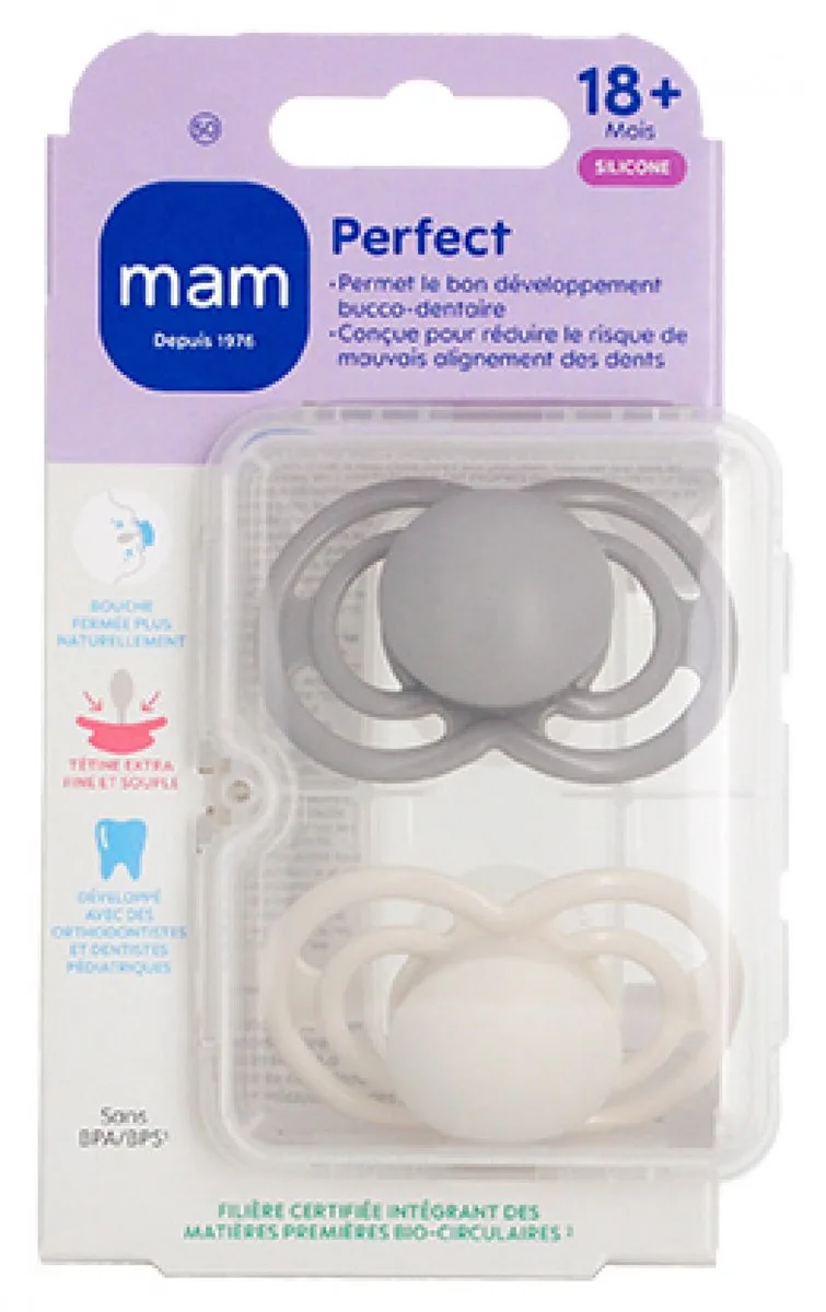 MAM 2 Fopspenen Perfect Tendance 18 Maanden en + (Kleur : en wit) by MAM in Grey – product photo