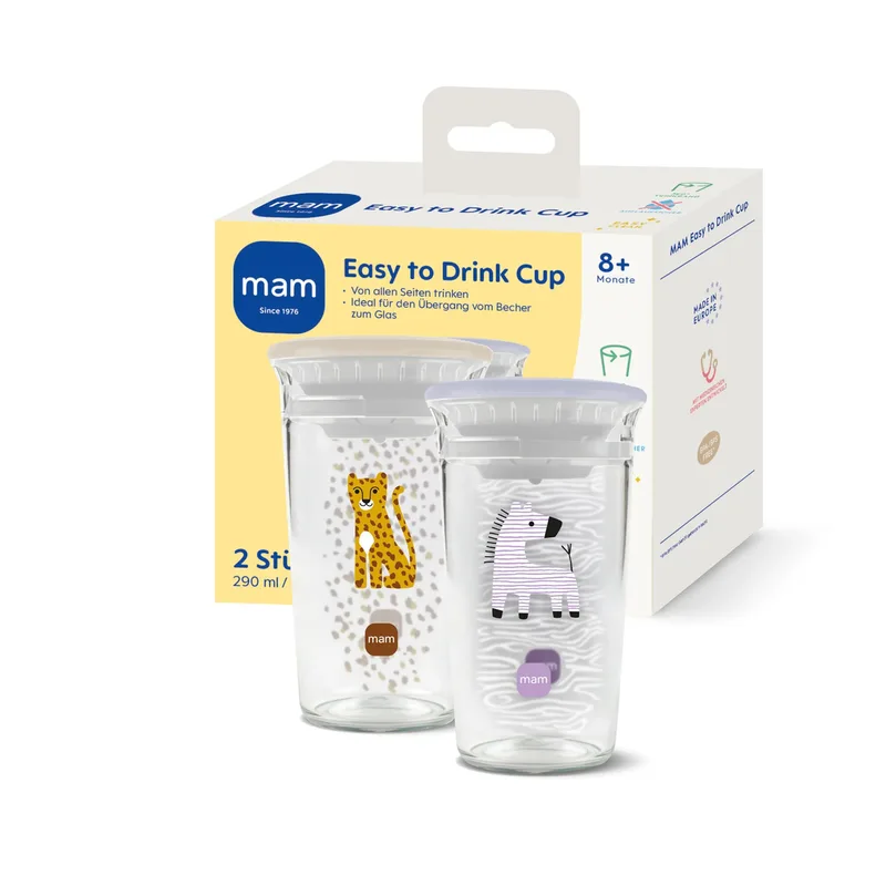 Mam 2er-Pack Easy to Drink Becher, 290 ml de MAM en Violet, Beige, 8,8 × 16,4 × 14,3 mm – photo produit