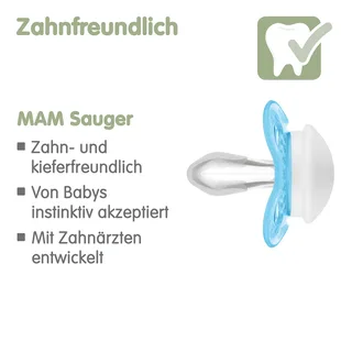 Mam 2er-Pack Schnuller Original Silikon, 0-6M de MAM en Bleu, 4,7 × 6,9 × 14,5 mm – photo produit 1 sur 3