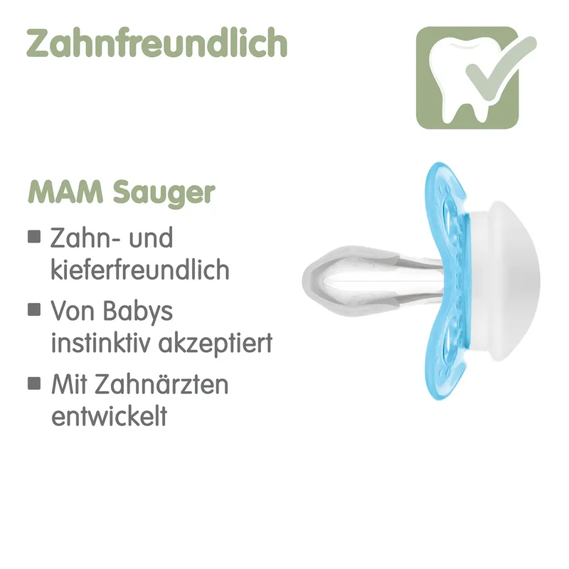 Mam 2er-Pack Schnuller Original Silikon, 0-6M de MAM en Bleu, 4,7 × 6,9 × 14,5 mm – photo produit 1 sur 3