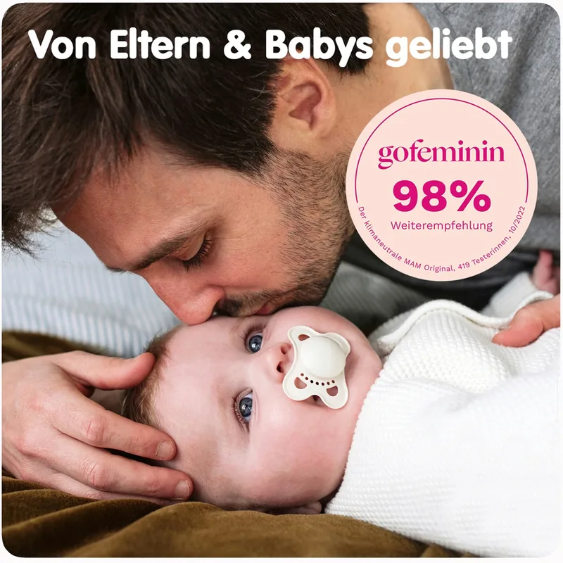 Mam 2er-Pack Schnuller Original Silikon, 0-6M de MAM en Bleu, 4,7 × 6,9 × 14,5 mm – photo produit 2 sur 3